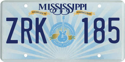 MS license plate ZRK185