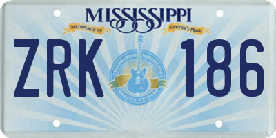 MS license plate ZRK186