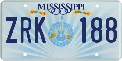 MS license plate ZRK188
