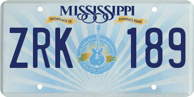 MS license plate ZRK189