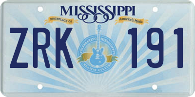 MS license plate ZRK191