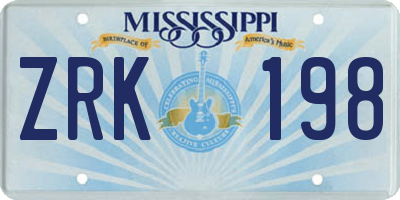 MS license plate ZRK198