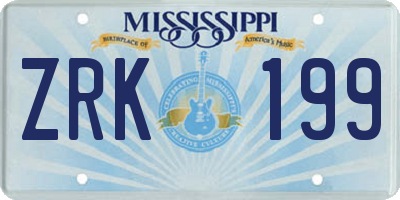 MS license plate ZRK199