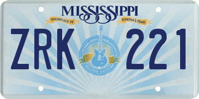 MS license plate ZRK221