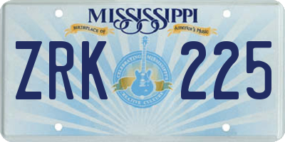 MS license plate ZRK225