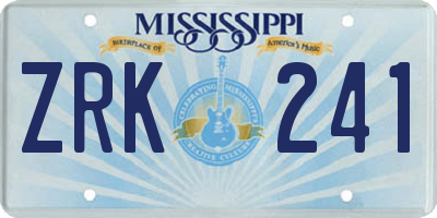 MS license plate ZRK241
