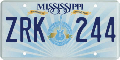 MS license plate ZRK244