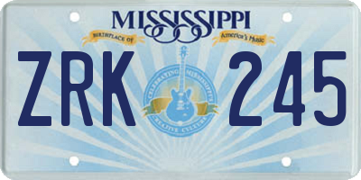 MS license plate ZRK245