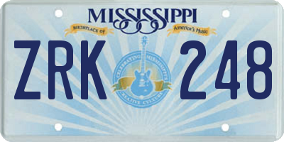 MS license plate ZRK248