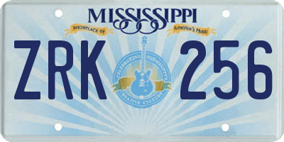MS license plate ZRK256