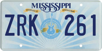 MS license plate ZRK261