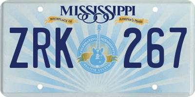 MS license plate ZRK267