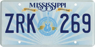 MS license plate ZRK269