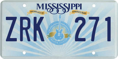 MS license plate ZRK271