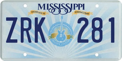 MS license plate ZRK281