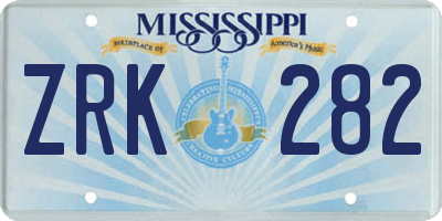MS license plate ZRK282