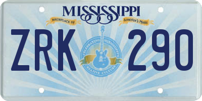 MS license plate ZRK290