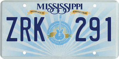 MS license plate ZRK291