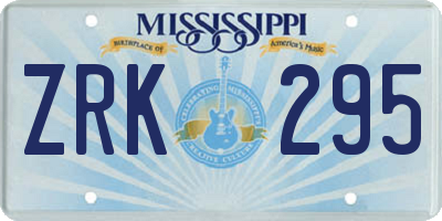 MS license plate ZRK295