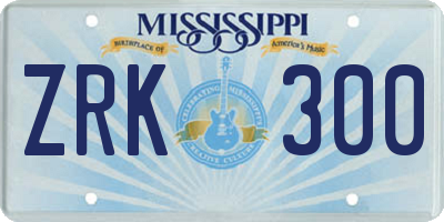 MS license plate ZRK300
