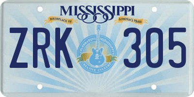 MS license plate ZRK305