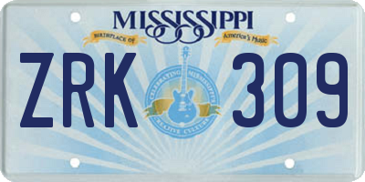 MS license plate ZRK309