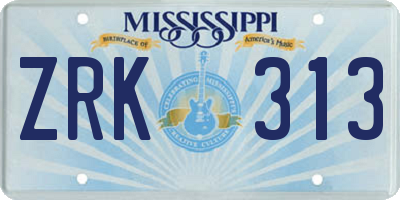 MS license plate ZRK313