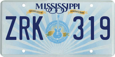 MS license plate ZRK319
