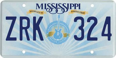 MS license plate ZRK324