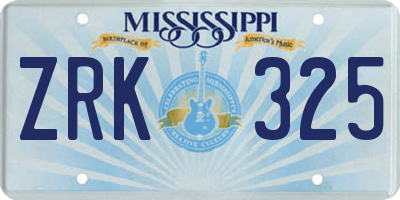 MS license plate ZRK325