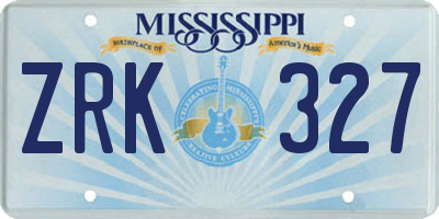 MS license plate ZRK327