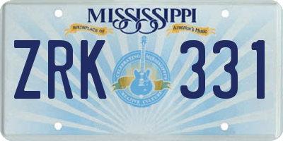 MS license plate ZRK331