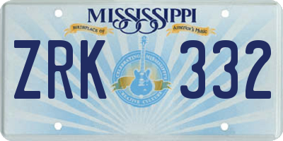 MS license plate ZRK332