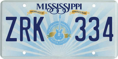 MS license plate ZRK334