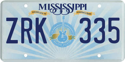 MS license plate ZRK335