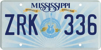 MS license plate ZRK336