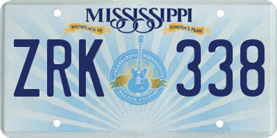 MS license plate ZRK338