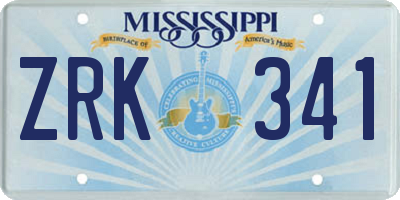 MS license plate ZRK341