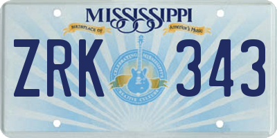 MS license plate ZRK343