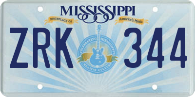 MS license plate ZRK344