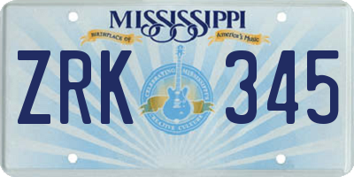 MS license plate ZRK345