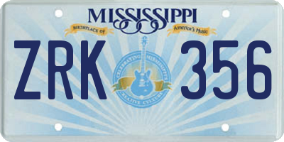 MS license plate ZRK356