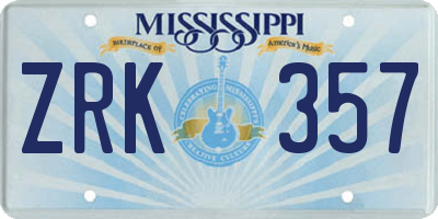 MS license plate ZRK357