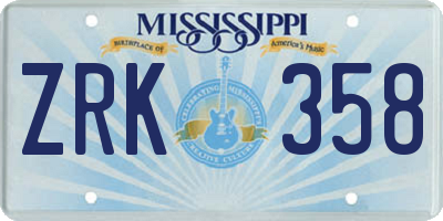 MS license plate ZRK358