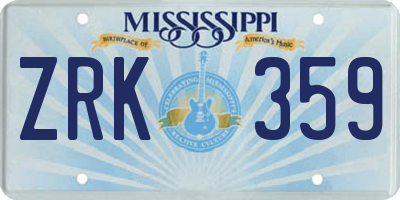 MS license plate ZRK359