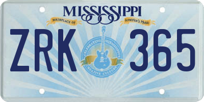 MS license plate ZRK365