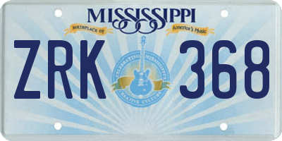 MS license plate ZRK368