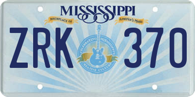 MS license plate ZRK370