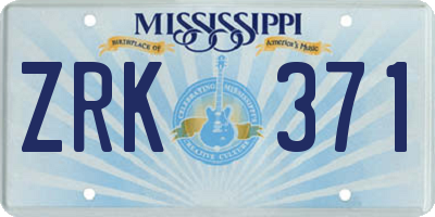 MS license plate ZRK371