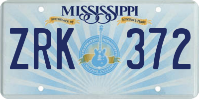 MS license plate ZRK372